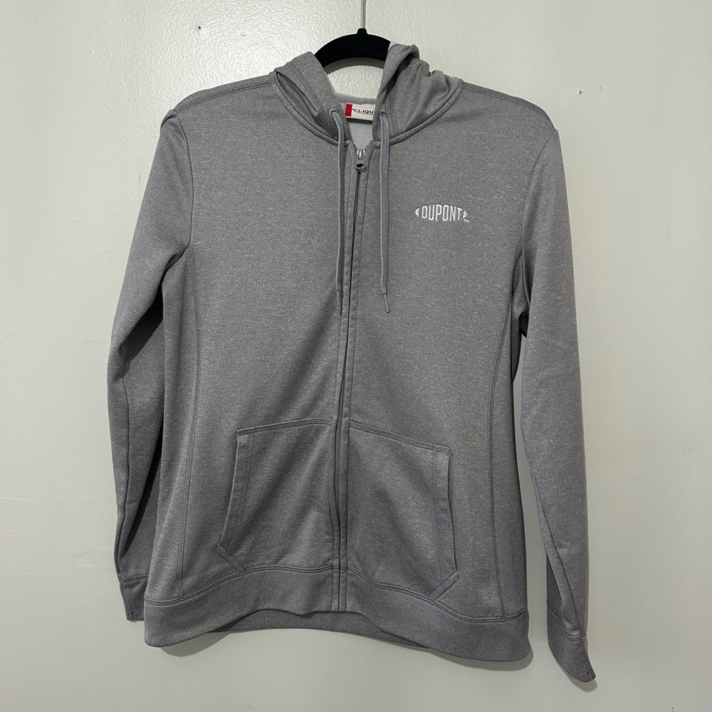 CLIQUE | Gray Zip-Up Hoodie with custom embroidery